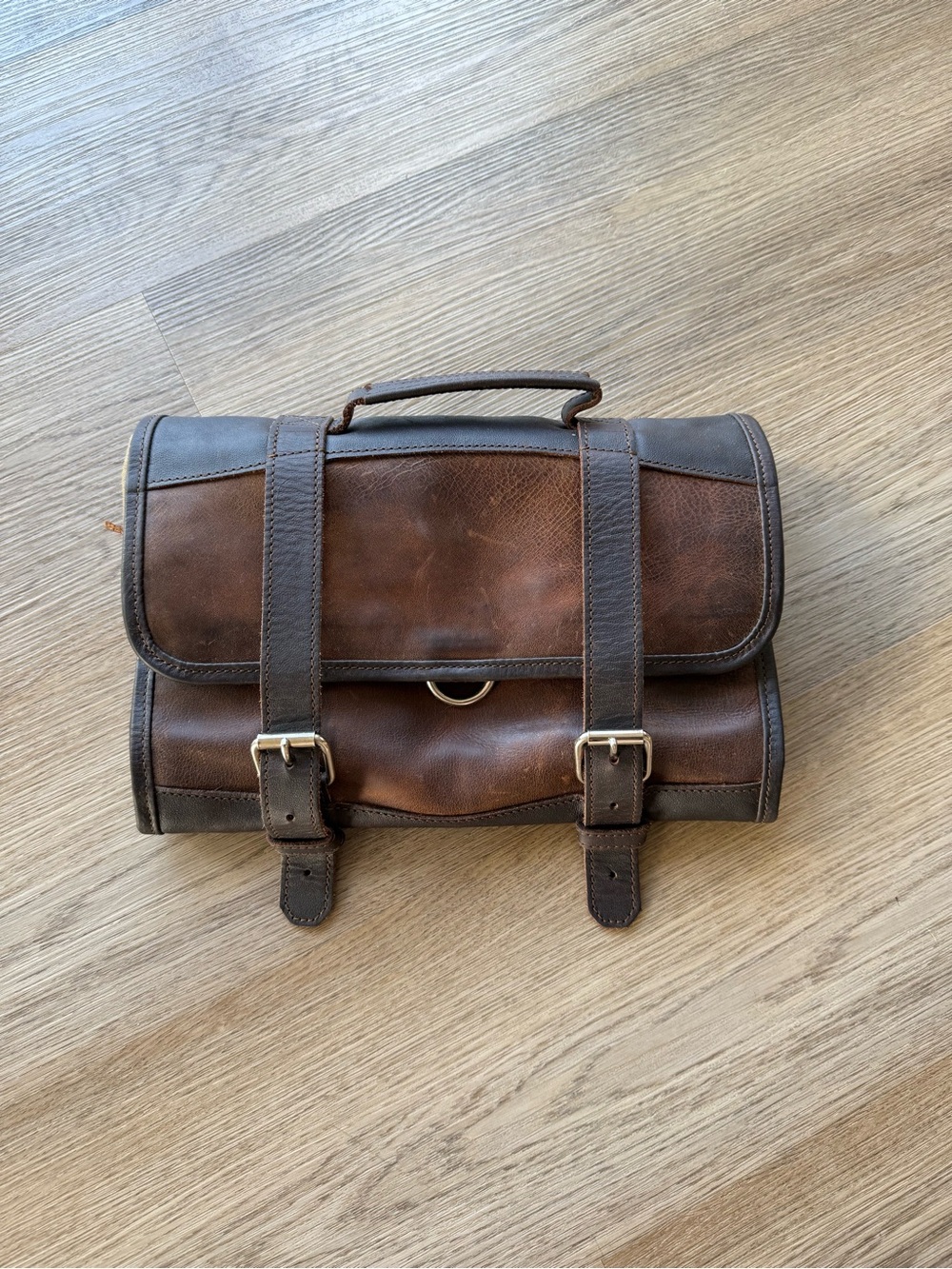 Leather & canvas toiletry bag